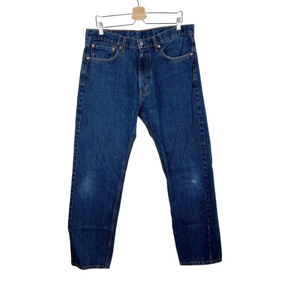 Levi's 505 Straight Fit Dark Wash 100% Cotton Denim Jeans Size 36 X 32 - Picture 1 of 7